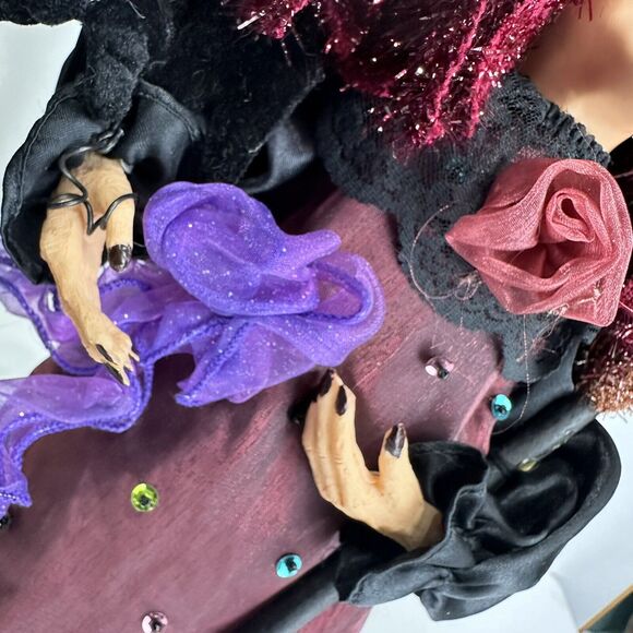 Vintage Dan Dee Collectors Choice Witch Table Top Tree Purple Dress Bat Broom - Picture 4 of 12